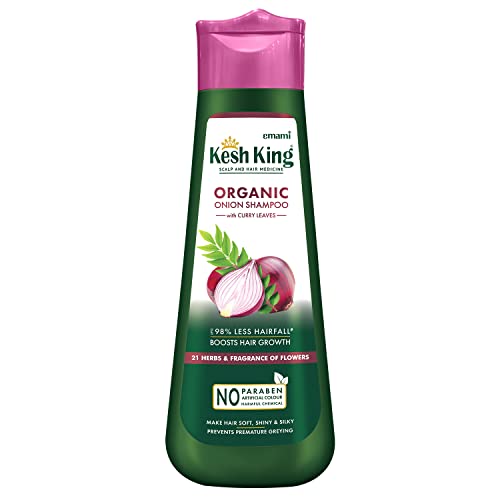 Kesh King Organic Onion Shampoo With Curry Leaves Reduces Hair Fall Upto 98%,Boosts Hair Growth&Keeps Hair Smooth Upto 48Hrs|Repairs Dry&Damaged Hair|Makes Hair Silky&Bouncy – 300Ml,347 Grams