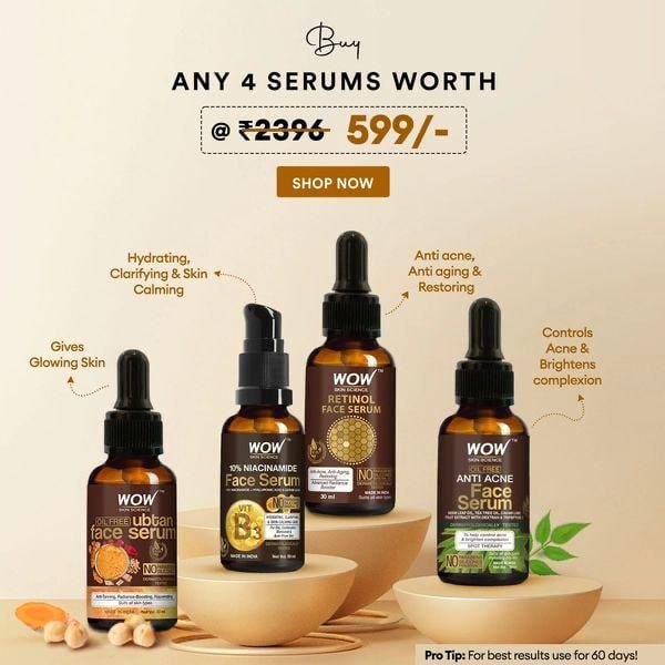 Buy any 4 serums at 599/– Use code:- 4SERUM #BeautyandPersonalCare #SkinCareProducts