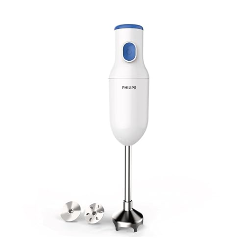 Philips Hl1655/00 Hand Blender | Powerful 250W Motor | With Rust Free Steel Arm | Easy Single Trigger Operation | Specially Designed Blades | Wall Bracket For Easy Storage, 2Year Warranty Blue & White