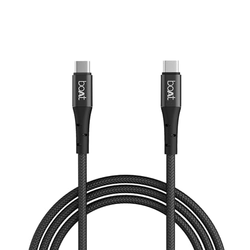 Boat Type-C C300 Tangle-Free,Sturdy Cable With 60W/3A Pd Fast Charging &480Mbps Data Transmission, Universal Compatibility,Nylon Braided Skin,10000+ Bends Lifespan&1.5M Length(Black)