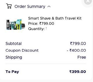 Bombay Saving Company Premium Shaving Kit  – Pack of 5 @ Rs.399  [Mrp: 897] 🔥🔥🔗 Link: 🟢 Use code : SHAVE399Combo Includes:👉 Sensi Smart 3👉 Charcoal Face Wash👉 Shaving Foam👉 Post Shave Balm👉 Charcoal Soap & Bag Note: Limited Period offer + Other Websites selling same @ Rs.550+