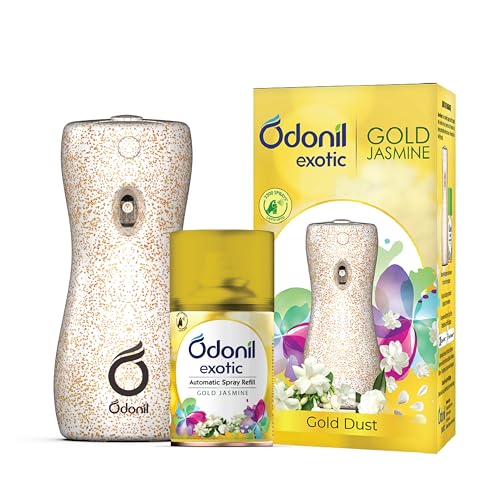 Odonil Exotic Automatic Spray – 225Ml | Machine + 1 Refill | Gold Jasmine | 2X Long Lasting | 2200 Sprays Guaranteed | Lasts Upto 60 Days