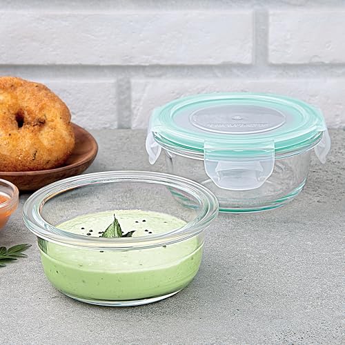 La Opala, Cook Serve Store, Borosilicate Storage Container, Clip N Store With Snap Lid Round 210 Ml, 1 Pc, Transparent