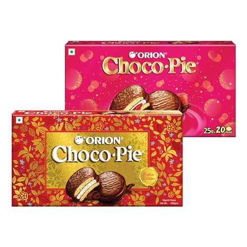 Orion Choco Pie-Chocolate Coated Soft Biscuit-Strawberry And Chocolate Combo-40 Pcs,1060 Grams