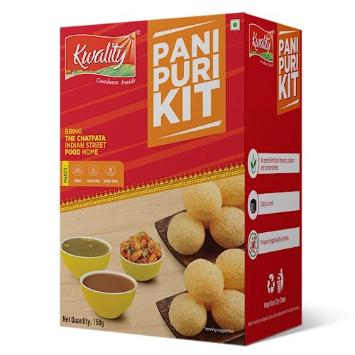 Kwality Pani Puri Kit 43 Pcs With 2 Different Flavours Sweet And Spicy Pani Powder 150G [Pack 1]