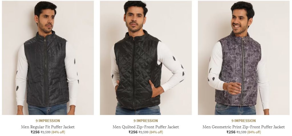 AJIO : MEN’S Jackets & Coats From Rs.256