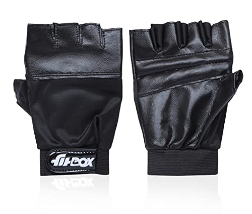 Fitbox Sports Glove3 Gym Gloves, Foam Padded With Wrist Support, Gym Gloves/Cycling Gloves/Riding Gloves/Stretchable Gloves, Unisex, Black