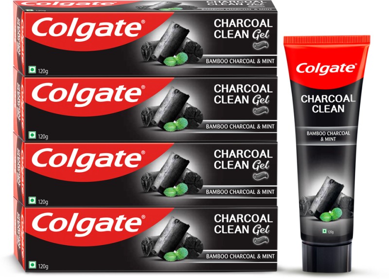 Colgate Charcoal Clean Black Gel Toothpaste, Deep Clean, Plaque Removal (Combo Pack) Toothpaste(480 G, Pack Of 4)