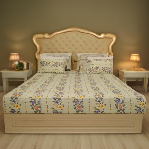 Status Contract -2024 Cotton Rich Double Bedsheet With 2 Pillow Covers For Bed Room, Home, Hotel-120 Gsm (D5)