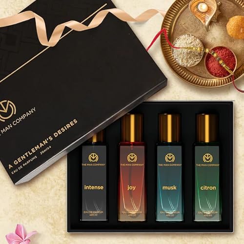 The Man Company Specially Curated Perfume Gift Set 4X20Ml- A Gentlemen’S Desire|Premium Long-Lasting Floral Fragrance Spray|Citron For Travel|Intense For Office|Musk For Sports|Joy For Outing,80 Ml