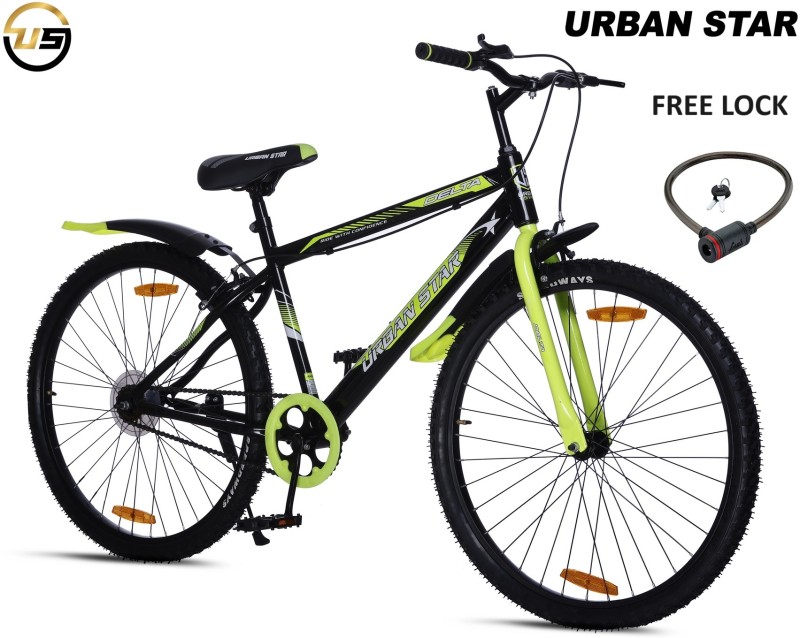 Urban Star 26T | Semi Assembled | Mtb Cycle | Premium Quality | Green / Black | 26 T Mountain Cycle(Single Speed, Green, Black, Rigid)