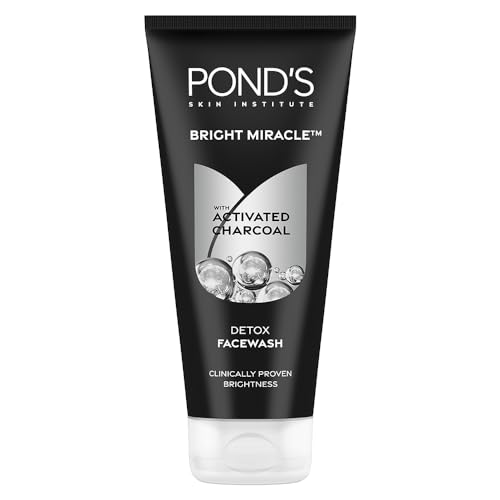 Ponds Bright Miracle Detox Facewash | 10X Power Of Activated Charcoal| For Deep Cleaned Skin | Reveals Glow, Pollution Clear Face Wash, 200Gm