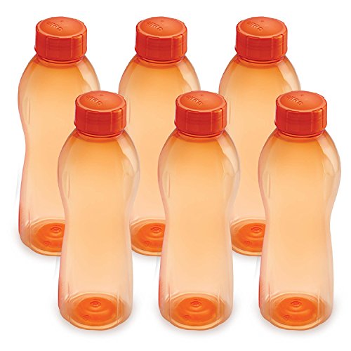 Cello Maxis Pet Bottle Set, 1 Litre, Set Of 6, Orange