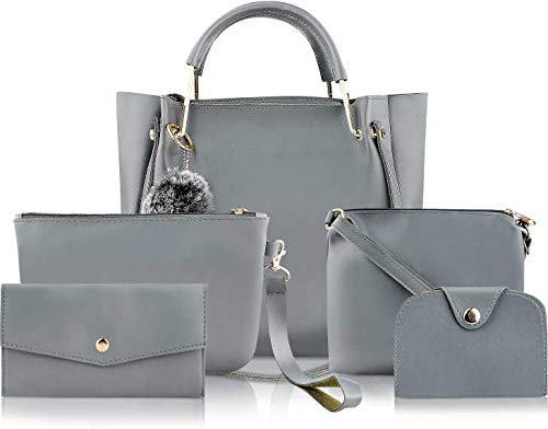 Fargo Pu Leather Latest Handbags For Women’S Ladies Combo Of 5 Shoulder Bag For Girls (Grey)