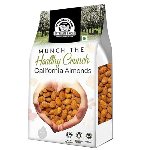 Wonderland Foods Premium Raw California Almonds 1Kg Pouch Pack | Badam Giri | Nutritious & Delicious High In Fiber & Boost Immunity | Dry Fruits Real Nuts | Gluten Free