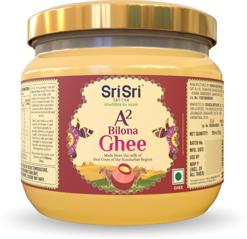 Sri Sri Tattva A2 Bilona Ghee | Ghee 250 Ml Glass Bottle