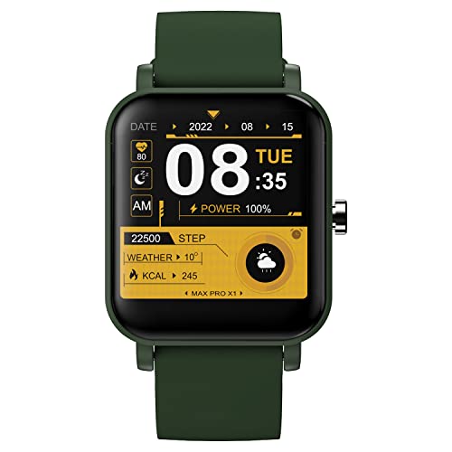 Maxima Max Pro X1 Smartwatch – Premium 1.4 Hd Display Of 500 Nits With 10 Days Battery Life, 100+ Watch Faces, Sleep & Spo2 Monitoring, Social Media Alerts, Multiple Exercise Modes (Army Green)