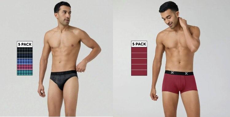 XYXX Flash SALE 🔥🔥➡️ GET Upto 60% Off on Branded Innerwears👇Trunks:👉 Pack of 5 Trunks from ₹698 : 👉 Pack of 3 Trunks from ₹418 : Briefs: 👉 Pack of 5 Briefs from ₹738 : 👉 Pack of 3 Briefs from ₹443 : 🟥Note : Get Additional Discount with CREDPAY