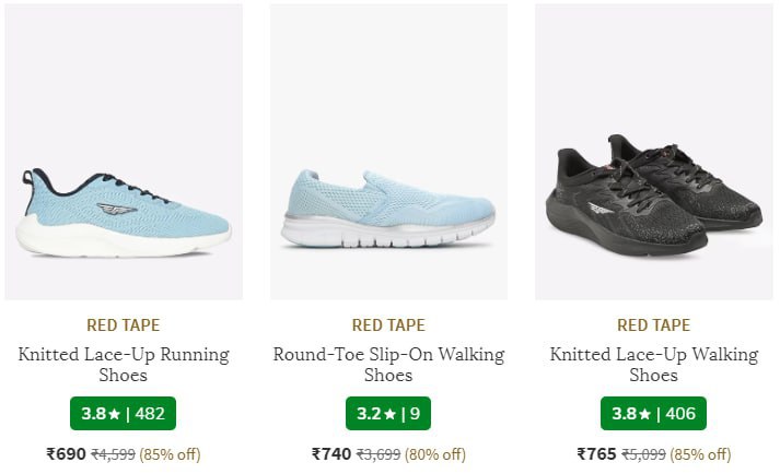 AJIO : Upto 85% Off On Women’s RED TAPE Sports Shoes Starting From @690👉Link: