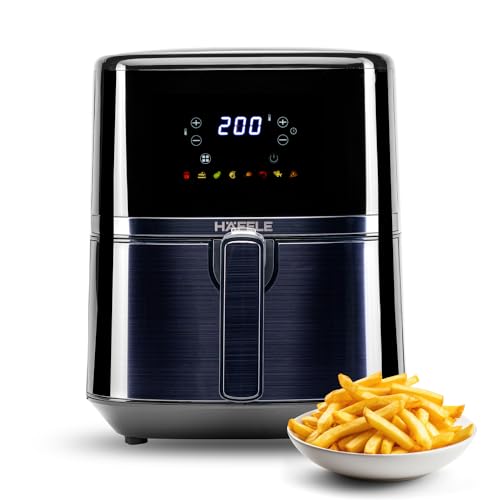 Hafele Noil Lite 4.5L Digital Air Fryer With 360° Rapid Air Technology & Touch Panel With Colourful Icons For 8 -Preset Menus, Uses 90% Less Oil, Non-Stick Basket, 1500W (Brushed Steel)