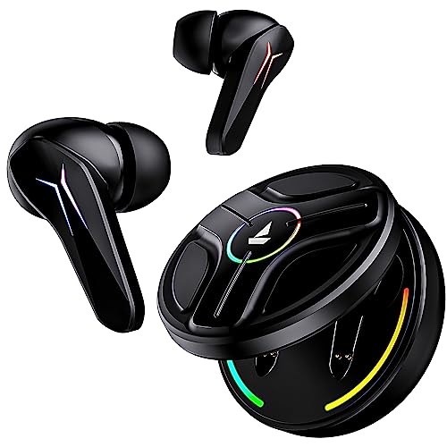 Boat Immortal 141 Tws Gaming Earbuds With Enxᵀᴹ Tech, Up To 40 Hours Playtime, Beastᵀᴹ Mode, Ipx4 Resistance, Iwpᵀᴹ Tech, Rbg Lights, & Usb Type-C Port(Black Sabre)