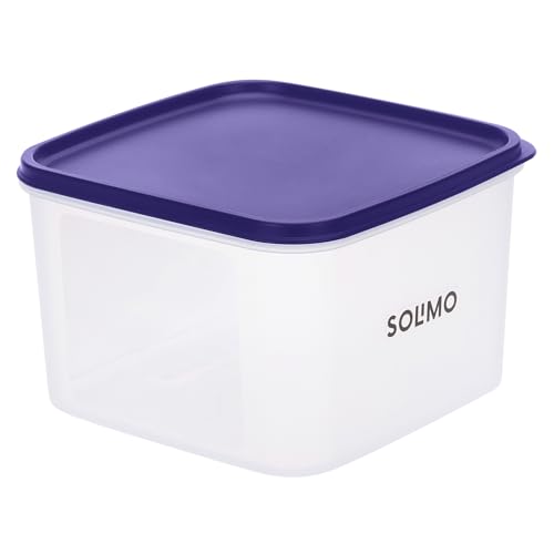 Amazon Brand – Solimo Square Modular Plastic Storage Container | Airtight | Bpa-Free | 2.5 L (Blue)