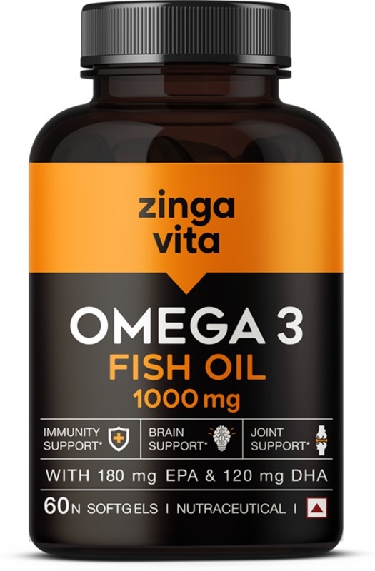 Zingavita Omega 3 Fish Oil Capsule Mercury Free Formula For Heart, Joints & Eye Support(60 Capsules)