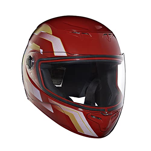 Royal Enfield Tpex Full Face Camo Mlg Riding Helmet With Clear Visor Gloss Red, Size: M( 57-58Cm) With High Density Expanded Polystyrene Liner For Better Impact Absorption