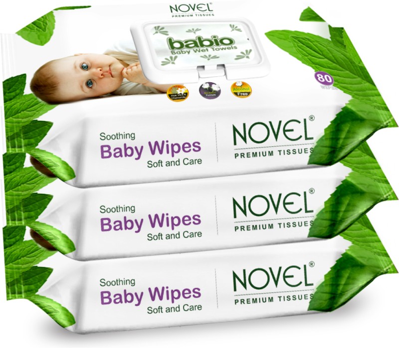 Novel Baby Wipes 80 Sheets Pack Of 3/With Lid(240 Wipes)