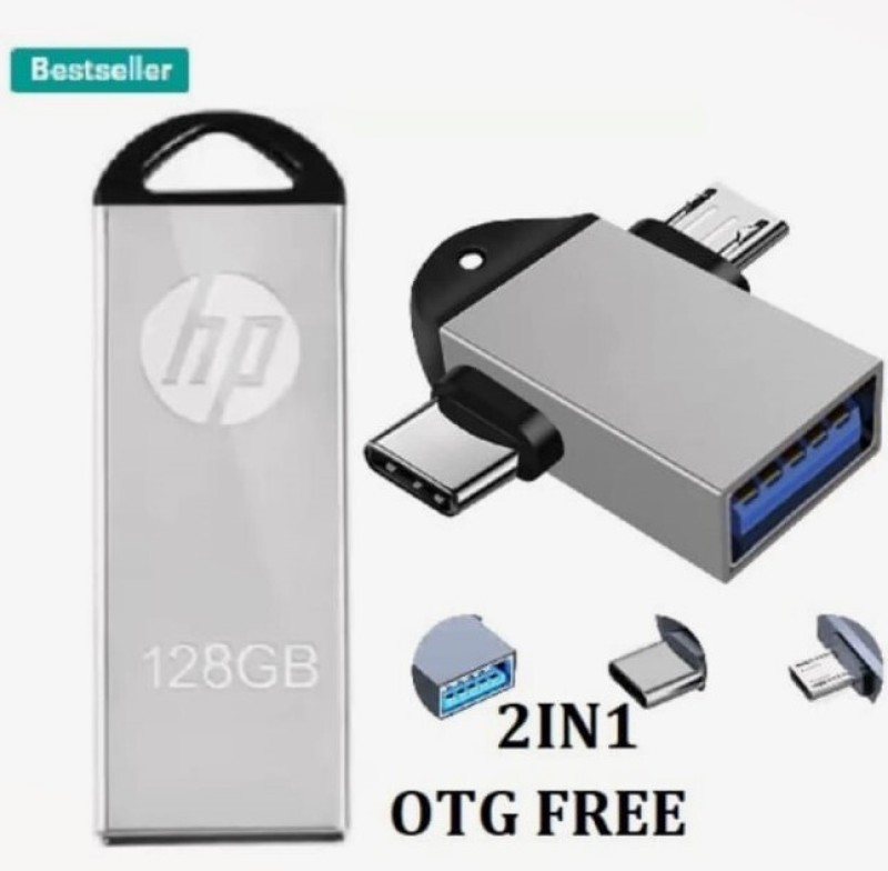 Hp 2 In1 Otg V220N 128 Gb Pen Drive(Silver)