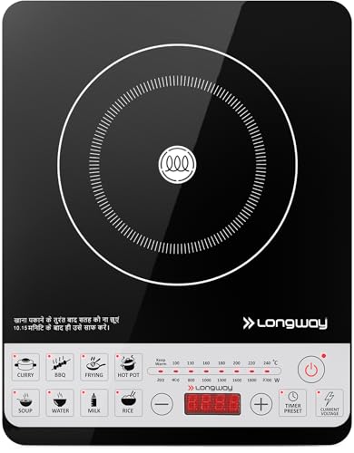 Longway Cruiser Ic 2000 Watt Induction Cooktop With Auto Shut-Off & Over-Heat Protection With 8 Cooking Mode & Bis Approved | 1-Year Warranty | (Black, Push Button)