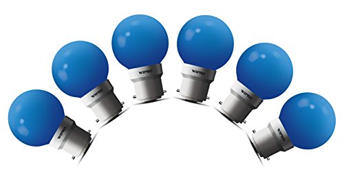 Wipro Safelite N10004 B22 0.5-Watt Led Night Lamp (Pack Of 6, Blue)