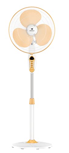 Havells 400Mm Bldc Pedestal Fan | Remote Control | Upto 50% Less Power Usage | Sleep & Breeze Mode With Timer | Memory Backup | Jerk Free Oscillation, Smooth Swing Operation | White & Yellow | Sprint