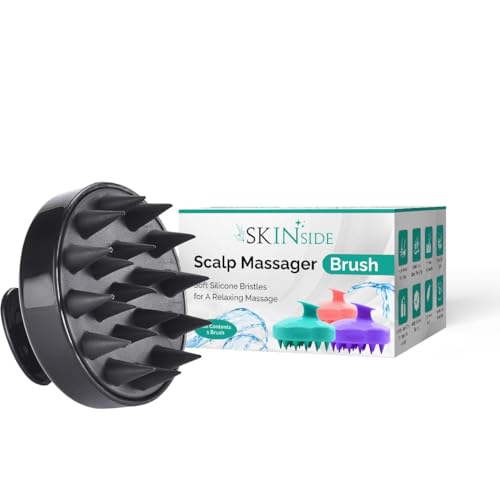 Skinside Hair Scalp Massager For Hair Growth | Shampoo Brush Scrubber | Scalp Exfoliator | Oil Brush | Super Soft Silicone Bristles | Prevents Dandruff & Hair Loss (Regular|Any Color)