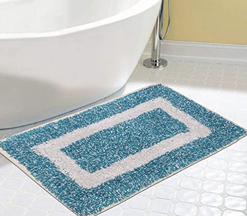 Status Contract Microfiber Soft And Super Absorbent Door Mat/Bath Mat (15″ X 23″ Inch) (1, Blue)