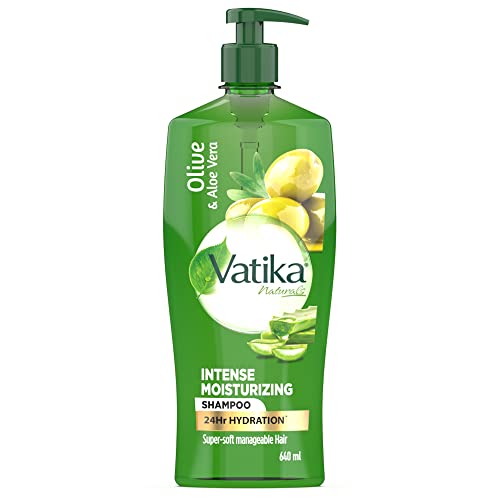 Dabur Vatika Aloe Vera & Olive Intense Moisturising Shampoo-640Ml | Upto 24 Hour Hydration | With Goodness Of Vitamin E | Nourishes And Strengthens Damaged Hair | For Dry And Frizz-Free Hair