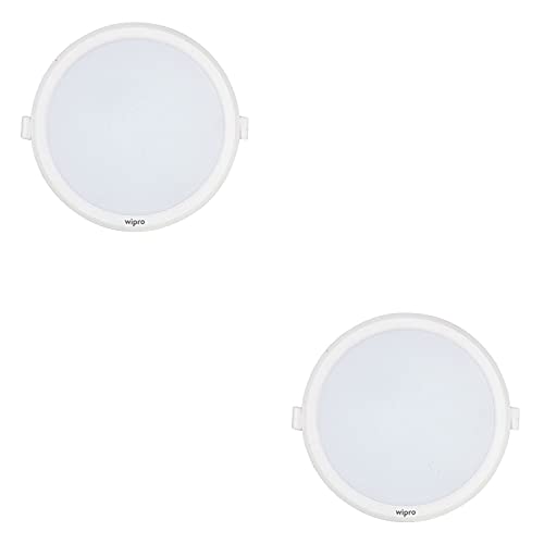 Wipro 12 Watt Iris Neo Nextgen, 4000K Recessed Slim Led Downlighter (White, Pack Of 2)