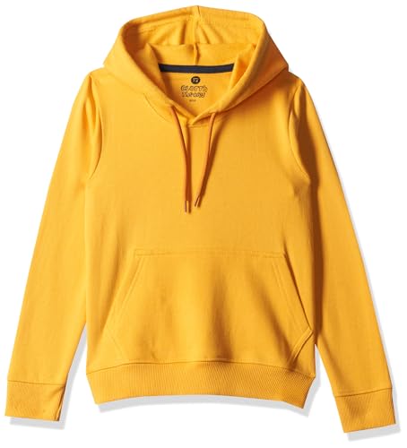 Clotth Theory Girl’S Cotton Neck Hooded Sweatshirt (Ctglhd_023_Mustard1_13-14 Years)