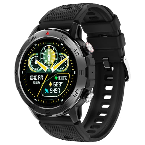 Beatxp Duke Rugged 1.43” Round Super Amoled Bluetooth Calling Smart Watch, Functional Crown, 466 * 466Px, 60Hz Refresh Rate, Ai Voice Assistance, 100+ Sports Modes, 24/7 Health Monitoring (Black)