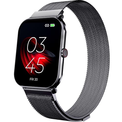 Beatxp Marv Neo 1.85” (4.6 Cm) Display, Bluetooth Calling Smart Watch, Smart Ai Voice Assistant, 100+ Sports Modes, Heart & Spo2 Monitoring, Ip68, Fast Charging (Free Size, Modern, Black Magnetic)