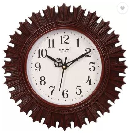 Kadio Analog 24.5 Cm X 24.5 Cm Wall Clock (Maroon, With Glass, Standard)