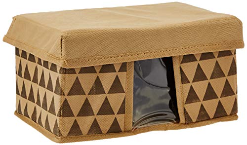 Amazon Brand – Solimo Printed Fabric Rectangular Storage Box, Medium, Set Of 6, Brown