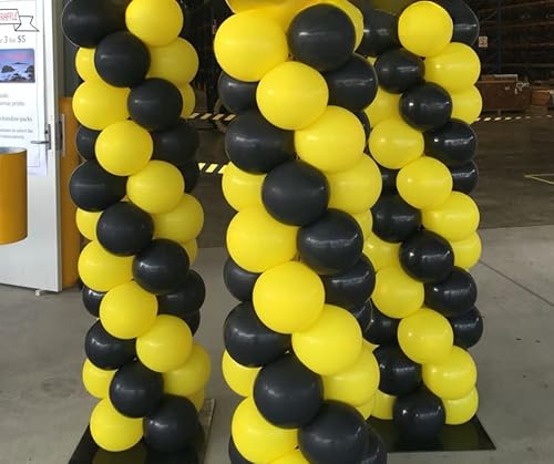 Flyloons Black Yellow Balloons Pack Of 50 For Birthday Decoration Items Also Suitable For Anniversary, Wedding, Celebration, Party