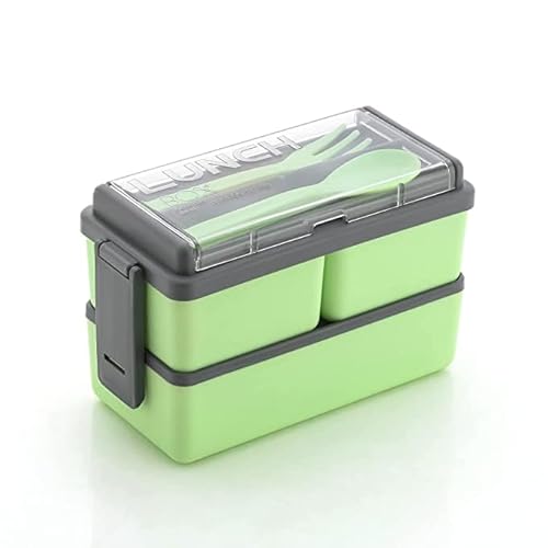 Dolmil- 3 Compartment Lunch Box For Office Men And Lunch Box For Kids, Microwave Safe Lunch Boxes (Pack Of 1, Green & Grey, Plastic), 1400 Milliliter