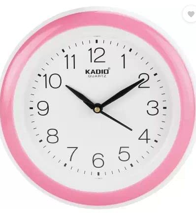 Kadio Analog 20 Cm X 20 Cm Wall Clock (Pink, With Glass, Standard).