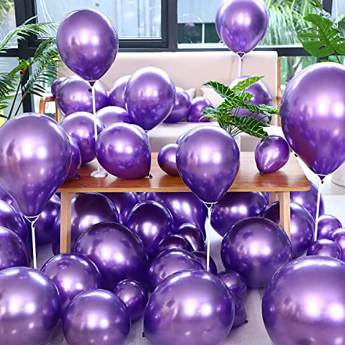 Crackles Super Shiny Hd Metallic Purple Chrome Balloons For Party Decorations -Pack Of 50