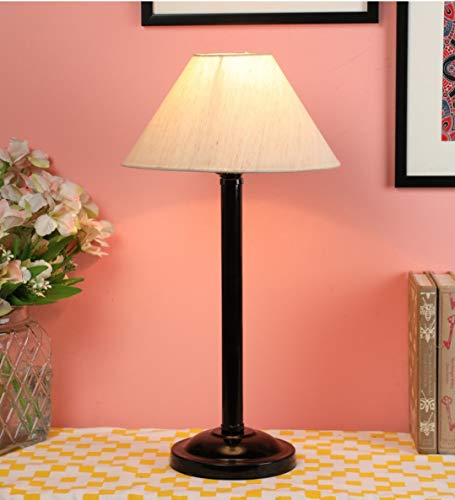 Tu Casa Ntu-126 Off White Cotton Shade Table Lamp With Metal Base Holder Type E-27 (Bulb Not Included)