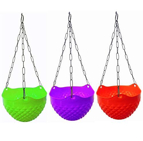 Go Hooked Plastic Hanging Crystal Planter | Hanging Pots For Plants (Set Of 3)