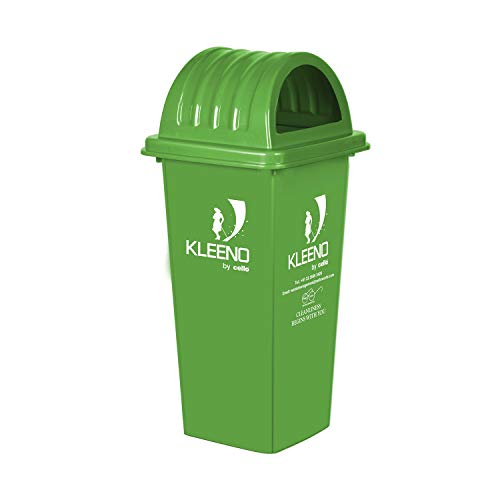 Cello Kleeno Plastic Garbage Dustbin Bucket With Lid | Strong Lid With With A Smooth Curved | Virgin (Hdpe) Plastic & Resistant To Uv | 110 Liters, Green