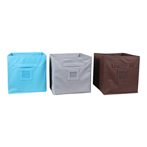 Amazon Brand – Solimo Fabric Storage Box, Medium, Set Of 3, Multicolor